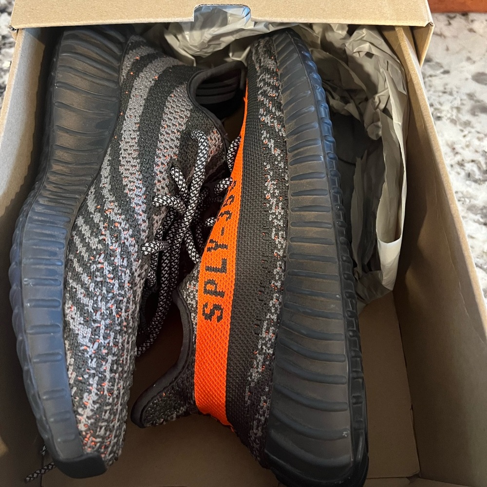 Yeezy Boost 350 v2. Size 6. Carbel/Stegry/Solred. Gently used. Like new.